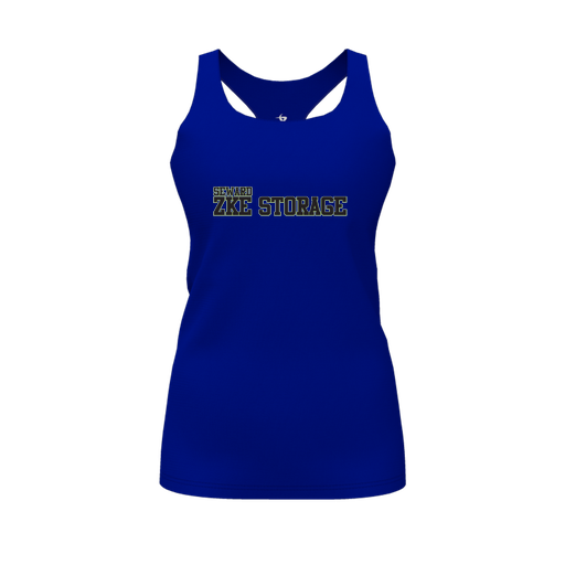 [CUS-DFW-RCBK-PER-RYL-FYS-LOGO1] Racerback Tank Top (Female Youth S, Royal, Logo 1)