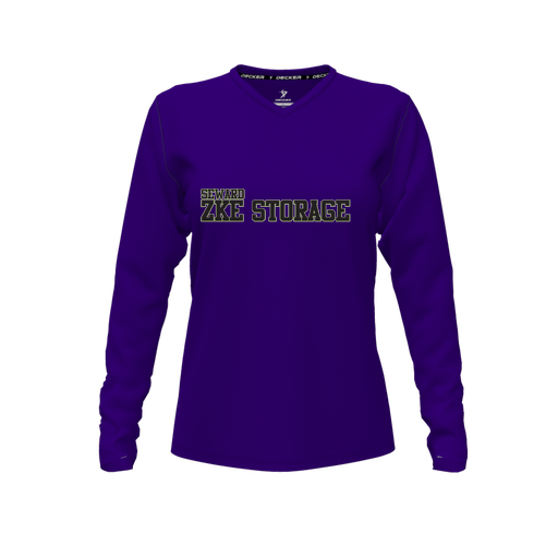 [FTLVCFPP-FYXS-LOGO1] Decker Comfort T-Shirt (Female Youth XS, Purple, V Neck, Logo 1, Long Sleeve)