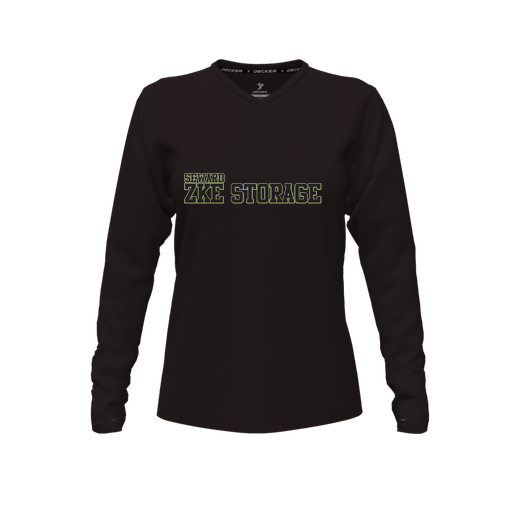 [CUS-DFW-TEES-PER-VNK-LSL-BLK-FYXS-LOGO1] Performance T-Shirt (Female Youth XS, Black, V Neck, Logo 1, Long Sleeve)